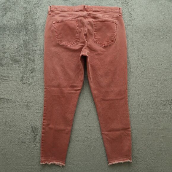 Gap Jeans Women's Size 32R Pink Mid-Rise True Skinny Stretch Fringe 26.5" Inseam - Picture 11 of 15